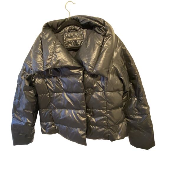 Marc New York Womens M/L Duck Down Feathers Fill Black Puffer Jacket Winter Coat - Picture 1 of 11